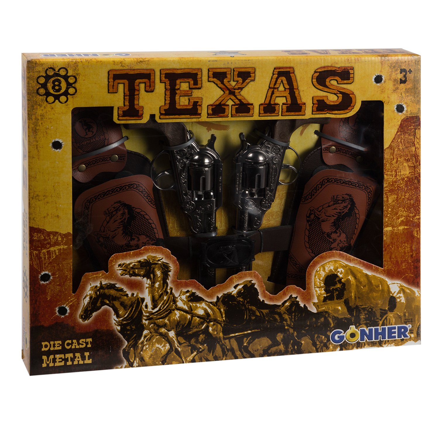 Игровой набор - Техасский Ковбой: 2 револьвера на 8 пистонов и 2 кобуры  